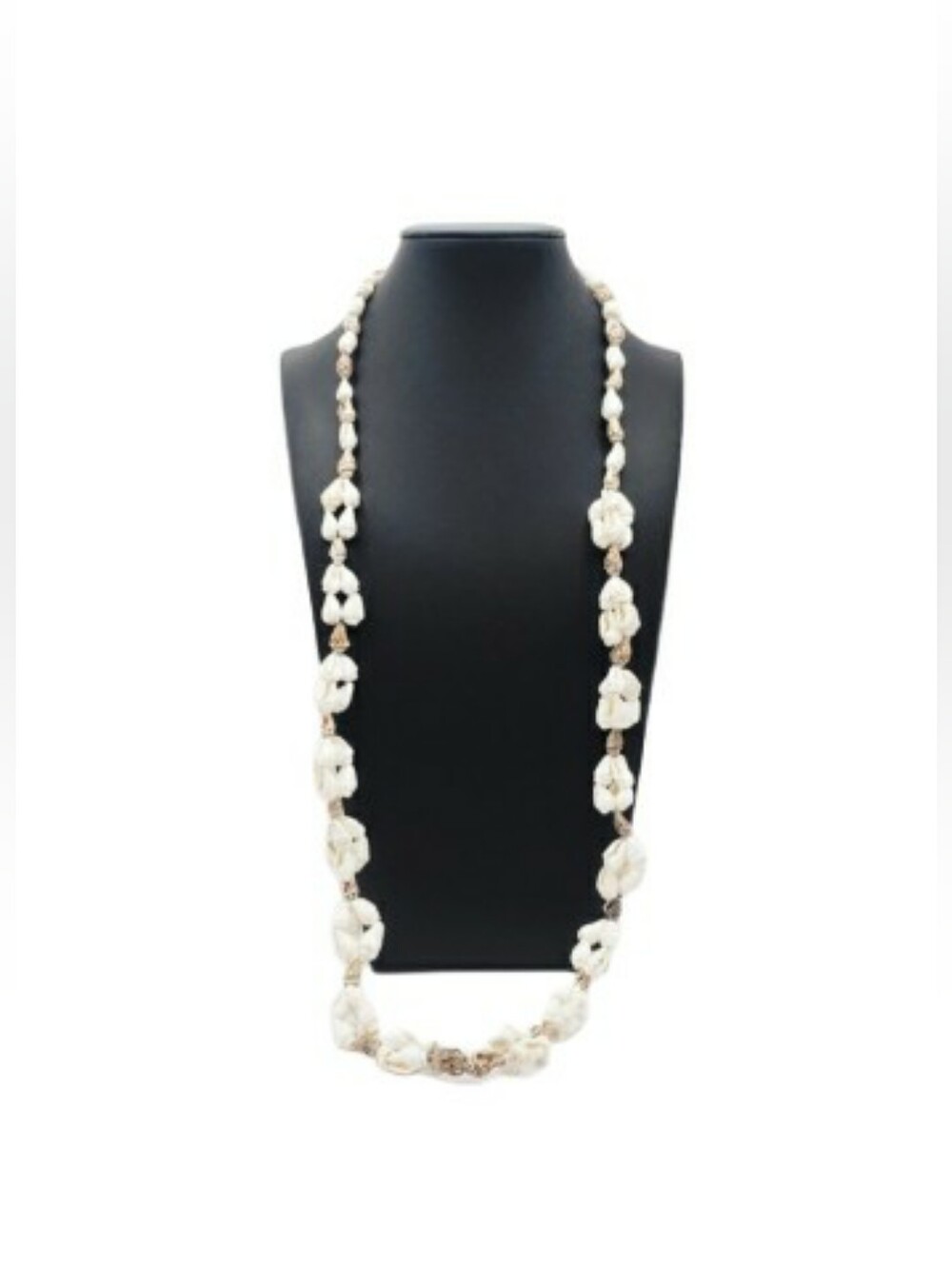 White Brown Shell Cluster Long Necklace